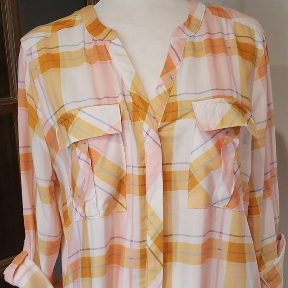 ANA Button Down Long Sleeve Top Nwt - Picture 2 of 6